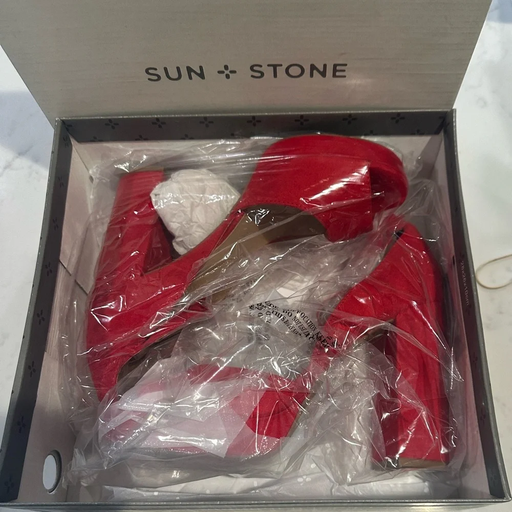 Sun & Stone Reeta Block-heel Platform Sandals Red Size 9M